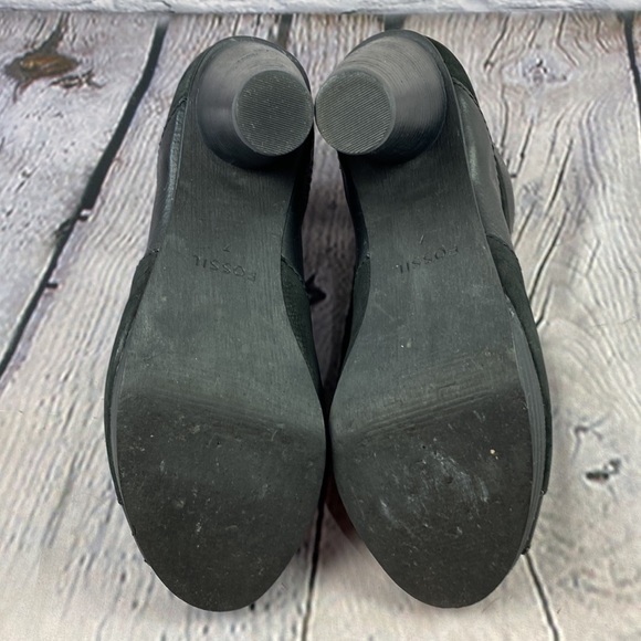 FOSSIL Black Leather & Suede Back Zip Up High Heels - Picture 14 of 17